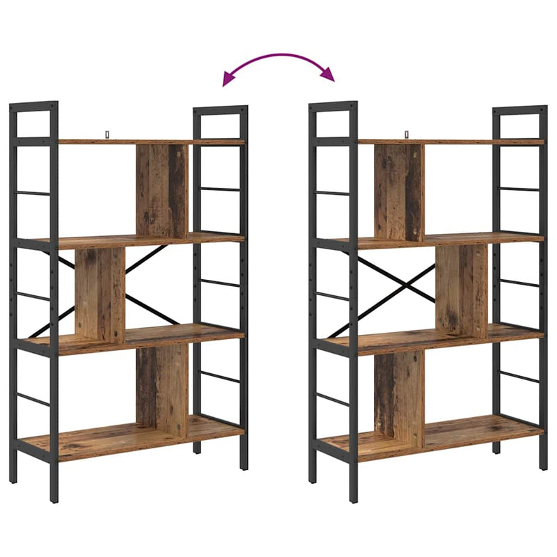 vidaXL Könyvespolc Öreg fa 75 x 30 x 123,5 cm Faanyag