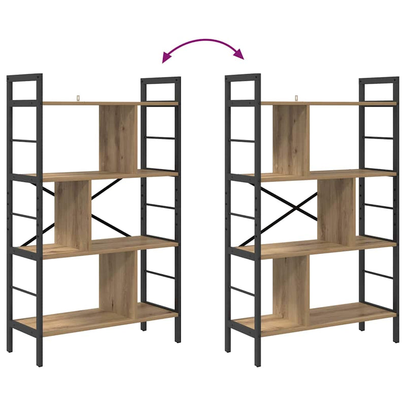 vidaXL Könyvespolc Artisan tölgy 75 x 30 x 123,5 cm Faanyag