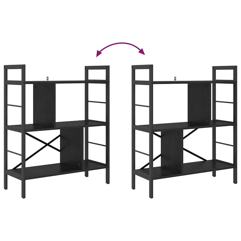 vidaXL Könyvespolc Fekete tölgy 75 x 30 x 91 cm Faanyag