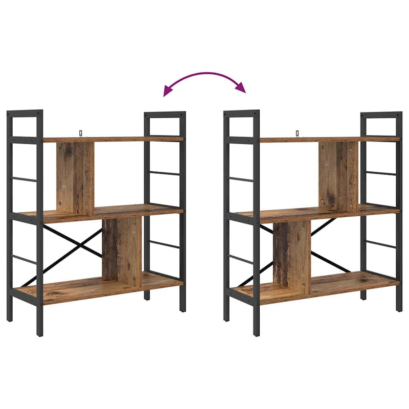 vidaXL Könyvespolc Öreg fa 75 x 30 x 91 cm Faanyag