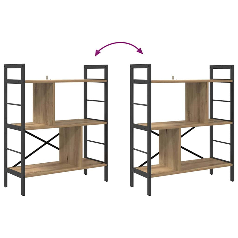 vidaXL Könyvespolc Artisan tölgy 75 x 30 x 91 cm Faanyag