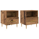 vidaXL Éjjeli asztal fiókkal 2 pcs Öreg fa 40 x 35 x 47,5 cm Faanyag