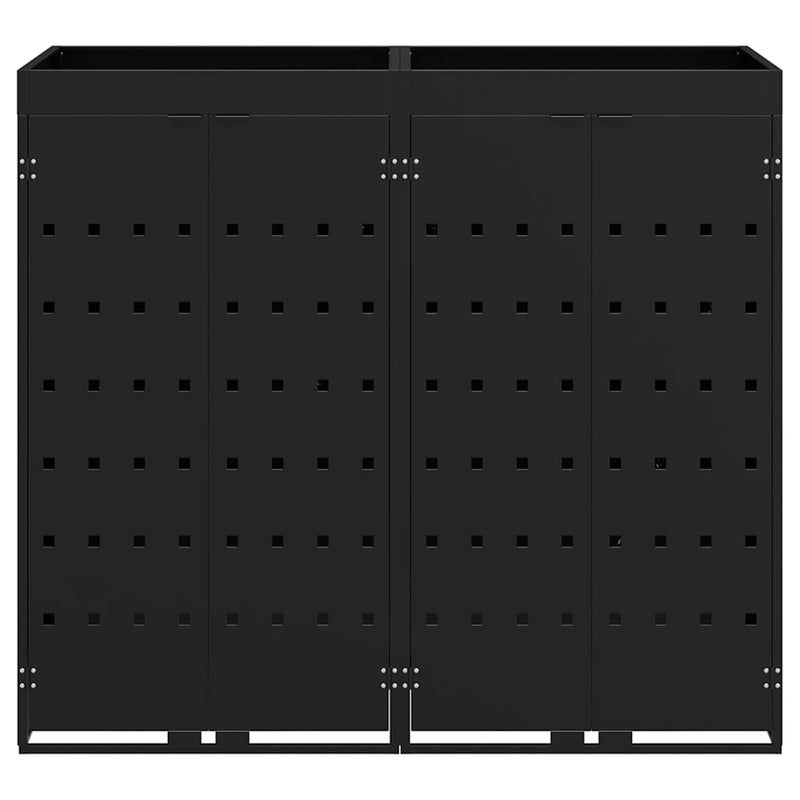 vidaXL Gurulós kuka tároló 2 kukához Fekete 136 x 77,5 x 121,5 cm