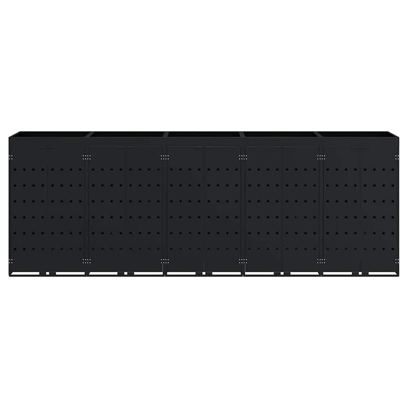 vidaXL Gurulós kuka tároló 5 kukához Fekete 340 x 77,5 x 121,5 cm