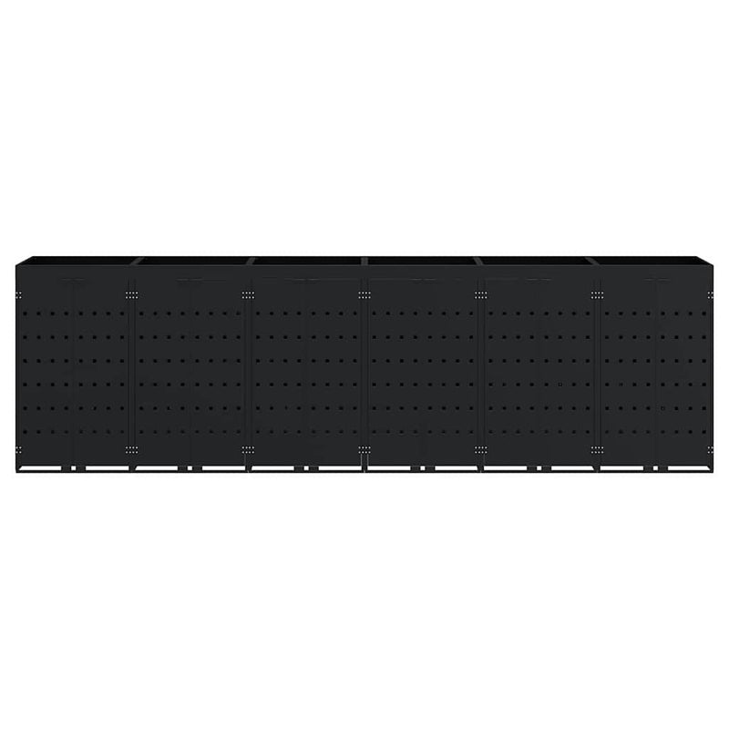 vidaXL Gurulós kuka tároló 6 kukához Fekete 408 x 77,5 x 121,5 cm