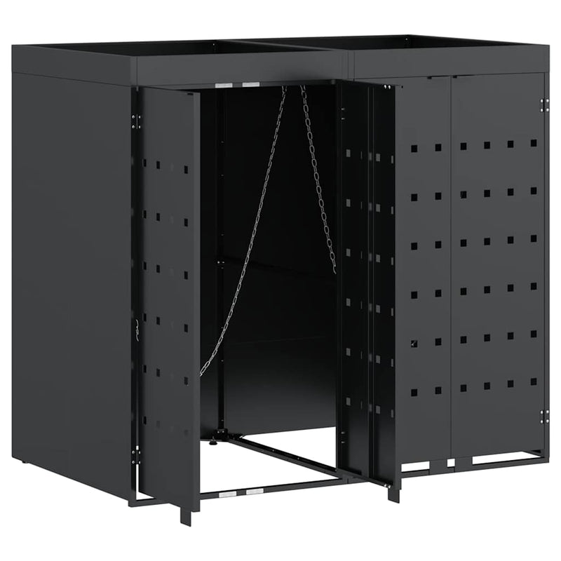 vidaXL Gurulós kuka tároló 2 kukához Antracit 136 x 77,5 x 121,5 cm