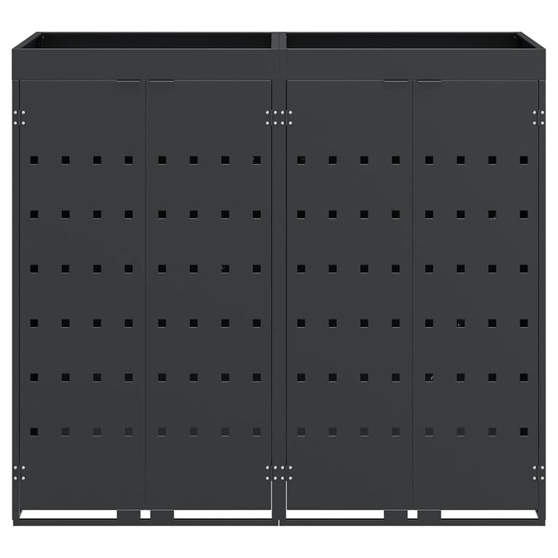 vidaXL Gurulós kuka tároló 2 kukához Antracit 136 x 77,5 x 121,5 cm