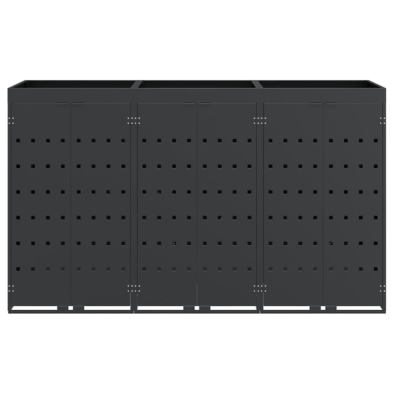 vidaXL Gurulós kuka tároló 3 kukához Antracit 204 x 77,5 x 121,5 cm