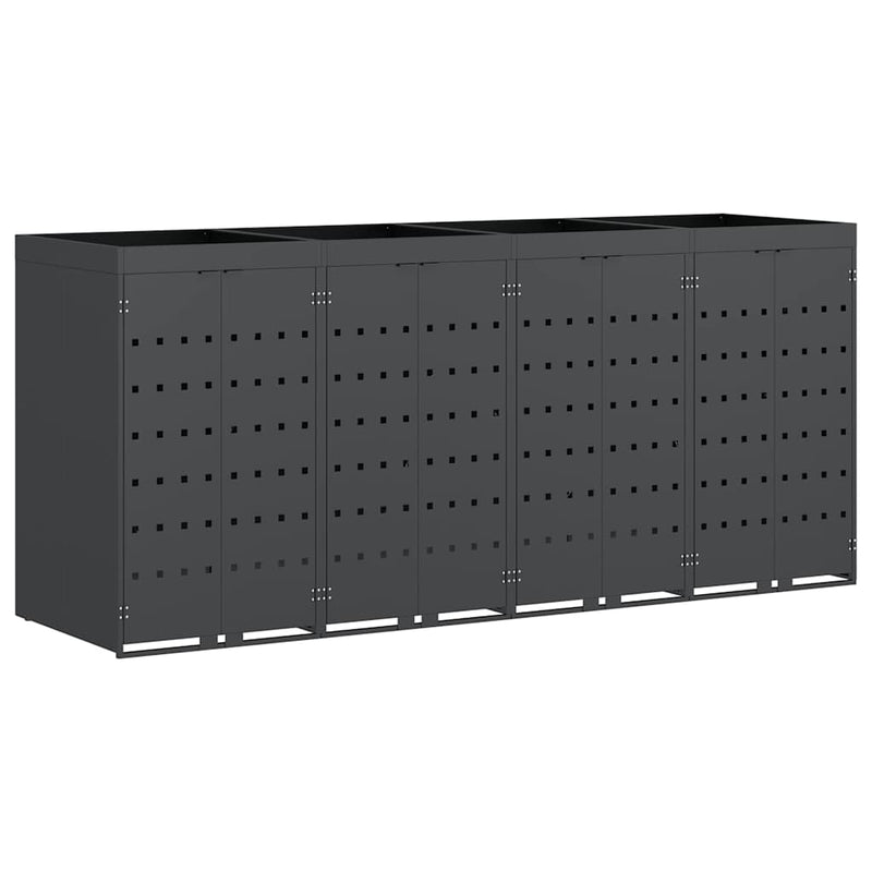 vidaXL Gurulós kuka tároló 4 kukához Antracit 272 x 77,5 x 121,5 cm