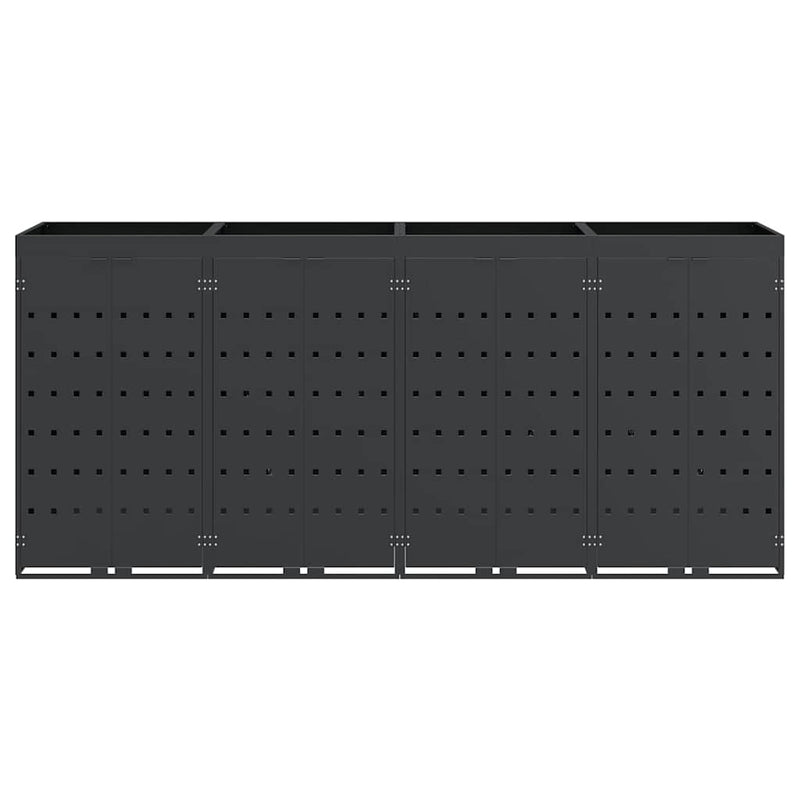 vidaXL Gurulós kuka tároló 4 kukához Antracit 272 x 77,5 x 121,5 cm