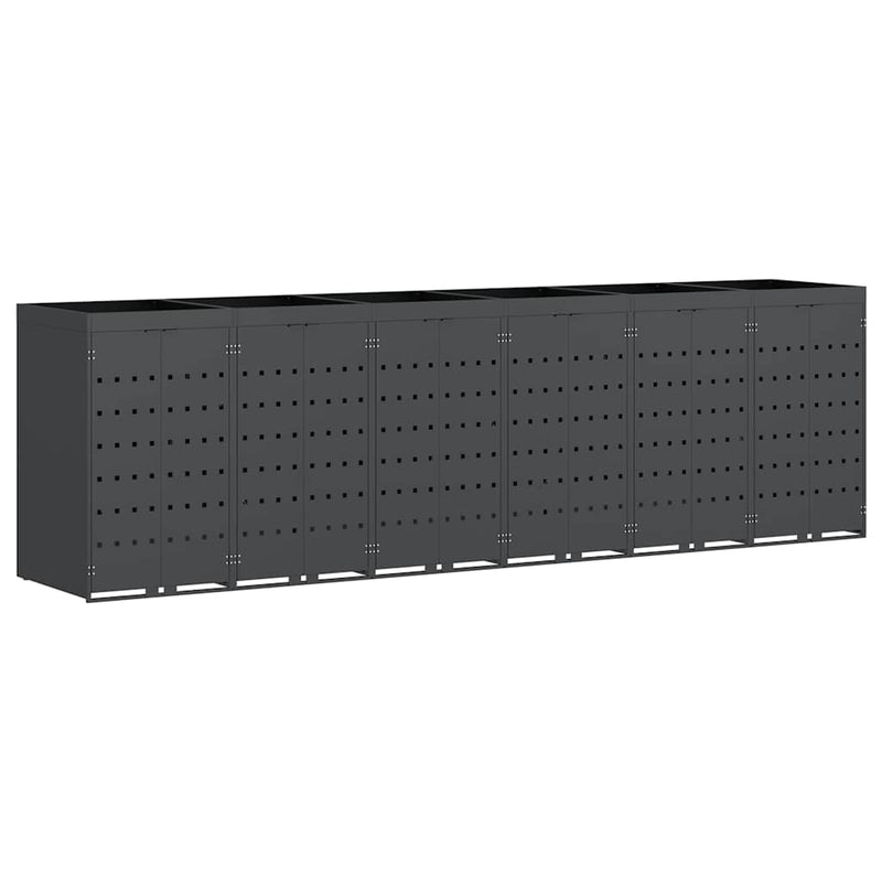 vidaXL Gurulós kuka tároló 6 kukához Antracit 408 x 77,5 x 121,5 cm