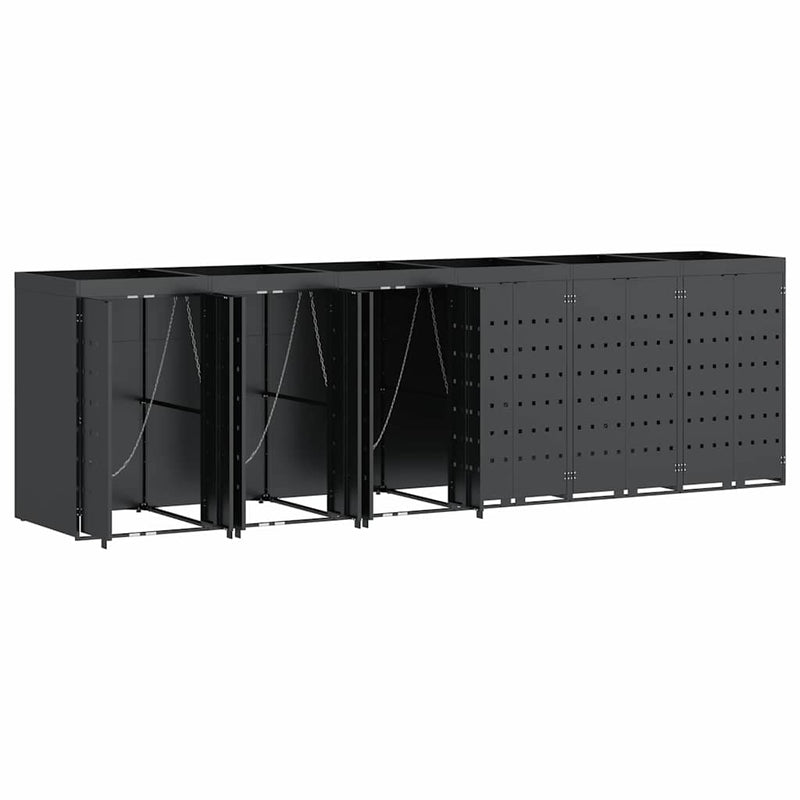 vidaXL Gurulós kuka tároló 6 kukához Antracit 408 x 77,5 x 121,5 cm