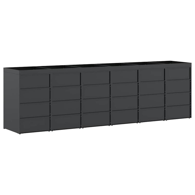 vidaXL Gurulós kuka tároló 6 kukához Antracit 408 x 77,5 x 121,5 cm