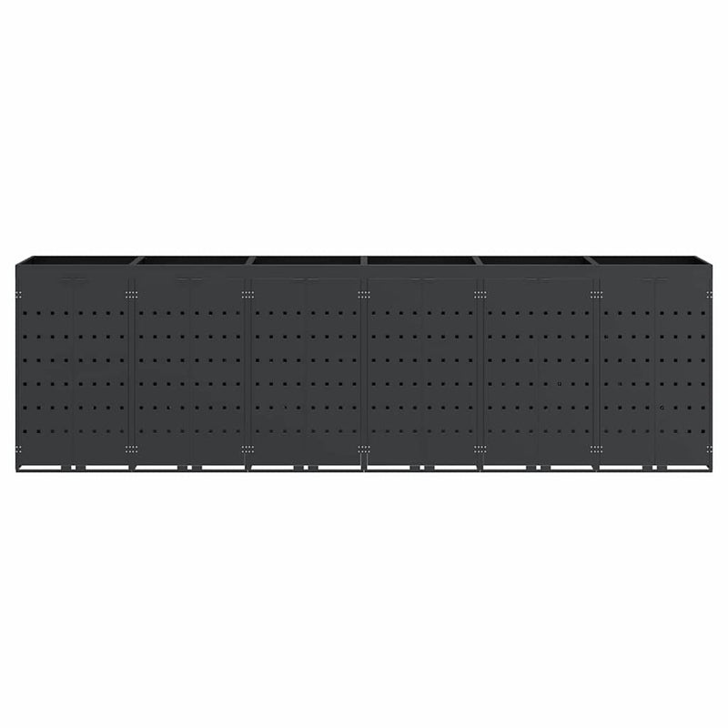 vidaXL Gurulós kuka tároló 6 kukához Antracit 408 x 77,5 x 121,5 cm