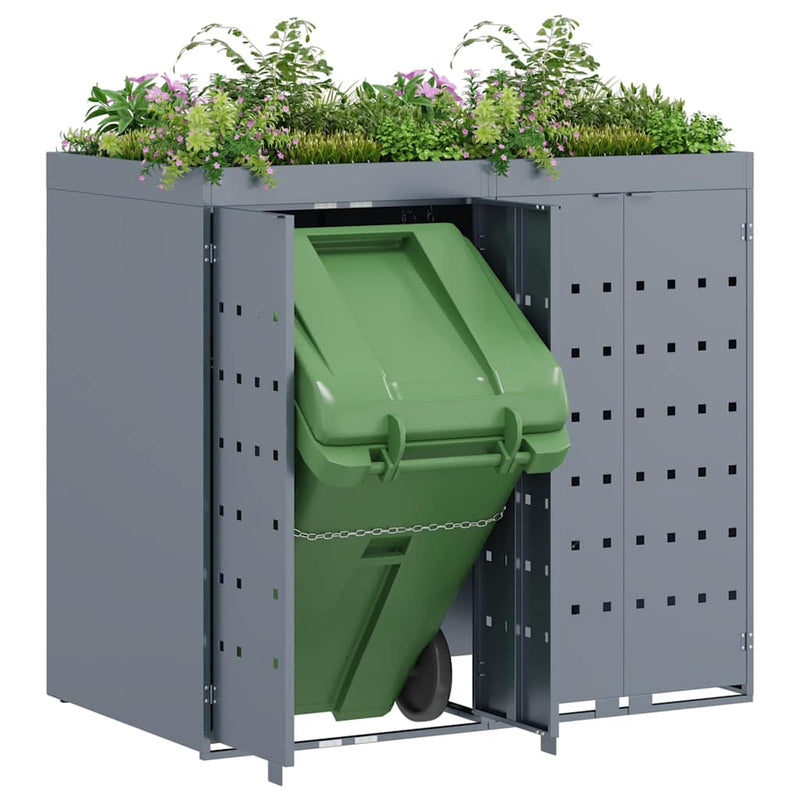 vidaXL Gurulós kuka tároló 2 kukához Világosszürke