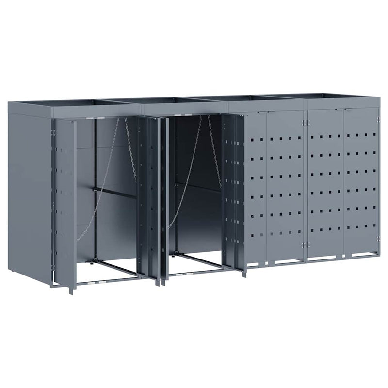 vidaXL Gurulós kuka tároló 4 kukához Világosszürke