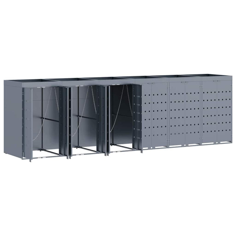 vidaXL Gurulós kuka tároló 6 kukához Világosszürke