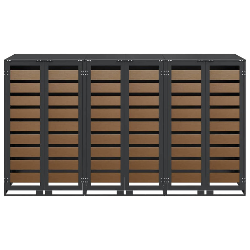 vidaXL Gurulós kuka tároló 3 kukához Antracit 340 x 77.5 x 115.5 cm