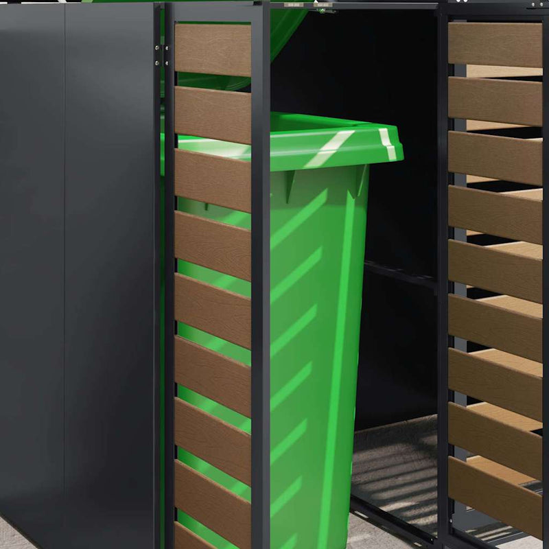 vidaXL Gurulós kuka tároló 3 kukához Antracit 340 x 77.5 x 115.5 cm