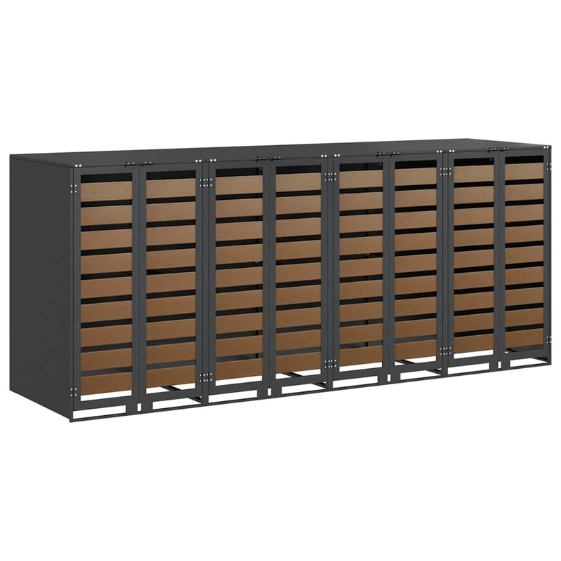 vidaXL Gurulós kuka tároló 3 kukához Antracit 340 x 77.5 x 115.5 cm