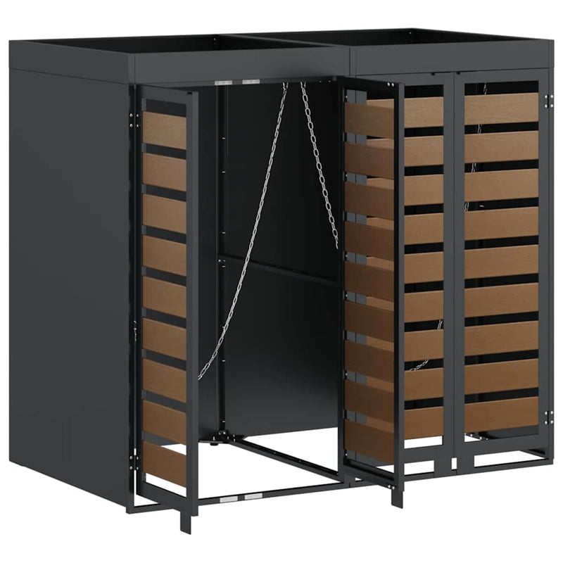 vidaXL Gurulós kuka tároló 3 kukához Antracit 340 x 77.5 x 115.5 cm