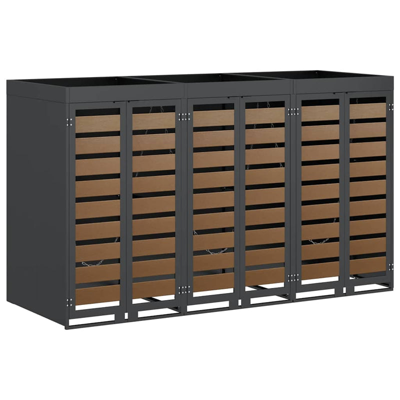 vidaXL Gurulós kuka tároló 3 kukához Antracit 340 x 77.5 x 115.5 cm