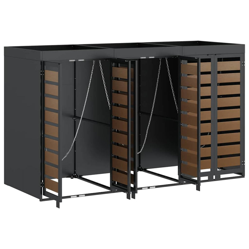 vidaXL Gurulós kuka tároló 3 kukához Antracit 340 x 77.5 x 115.5 cm