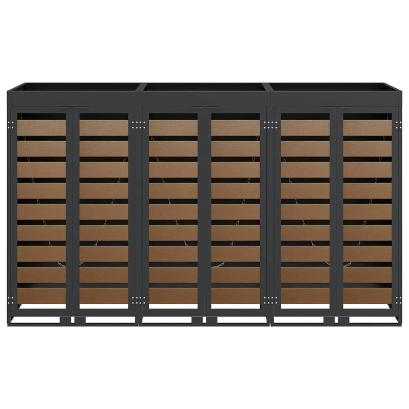 vidaXL Gurulós kuka tároló 3 kukához Antracit 340 x 77.5 x 115.5 cm