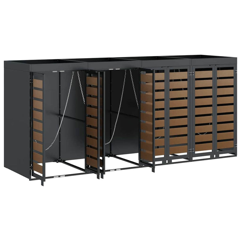 vidaXL Gurulós kuka tároló 3 kukához Antracit 340 x 77.5 x 115.5 cm