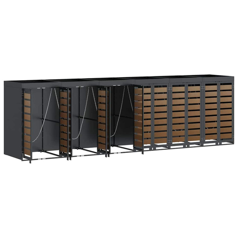 vidaXL Gurulós kuka tároló 3 kukához Antracit 340 x 77.5 x 115.5 cm