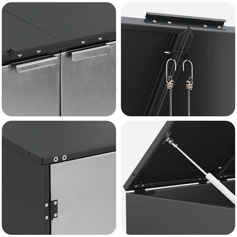 vidaXL Gurulós kuka tároló 3 kukához Antracit 340 x 77.5 x 115.5 cm