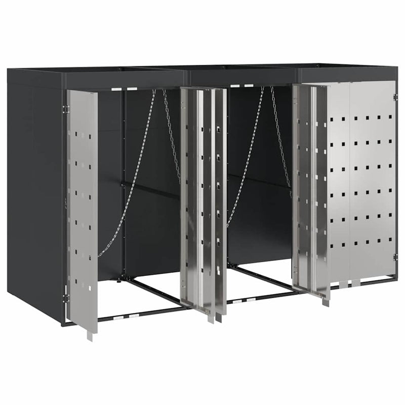 vidaXL Gurulós kuka tároló 3 kukához Antracit 340 x 77.5 x 115.5 cm