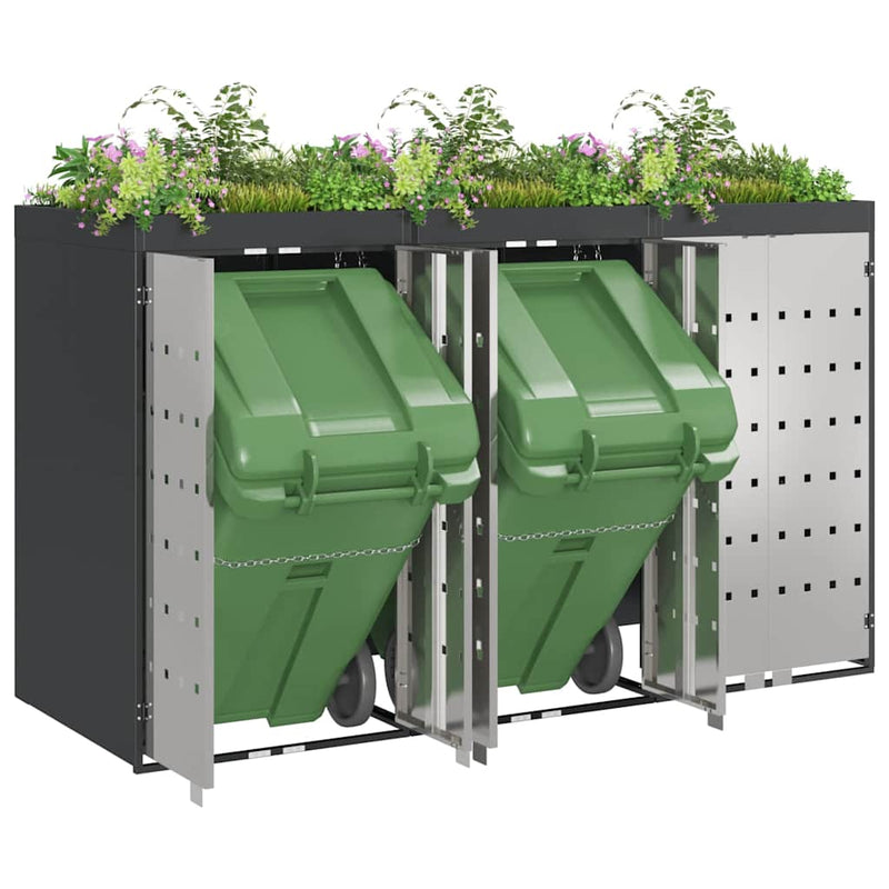 vidaXL Gurulós kuka tároló 3 kukához Antracit 340 x 77.5 x 115.5 cm