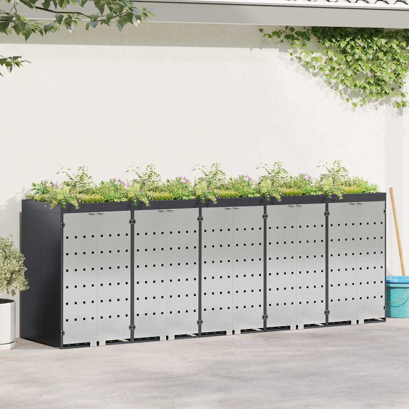 vidaXL Gurulós kuka tároló 3 kukához Antracit 340 x 77.5 x 115.5 cm