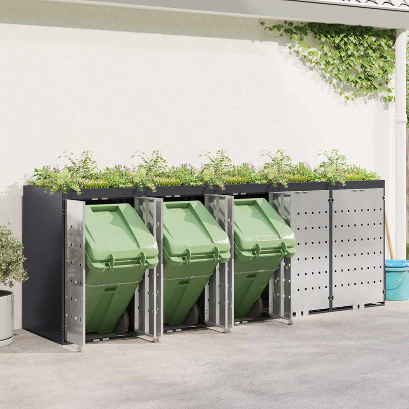 vidaXL Gurulós kuka tároló 3 kukához Antracit 340 x 77.5 x 115.5 cm