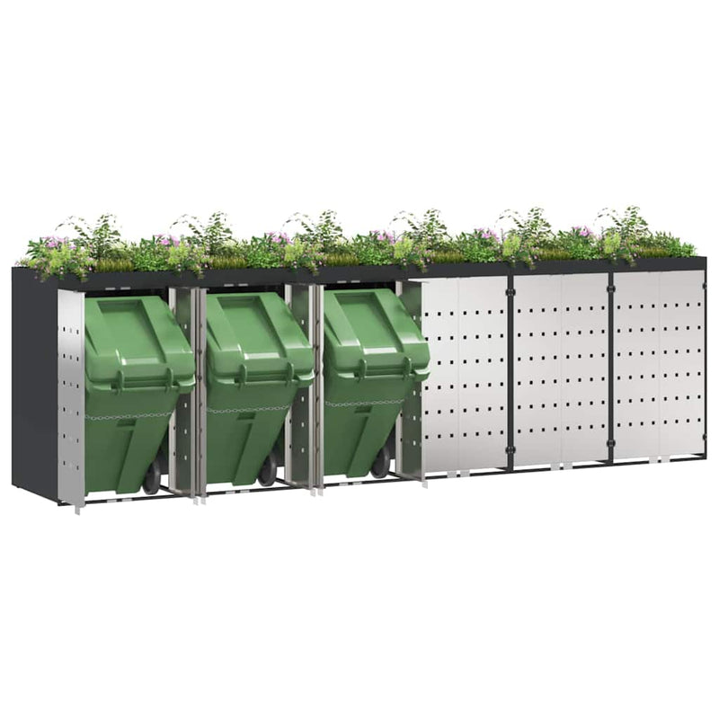 vidaXL Gurulós kuka tároló 3 kukához Antracit 340 x 77.5 x 115.5 cm