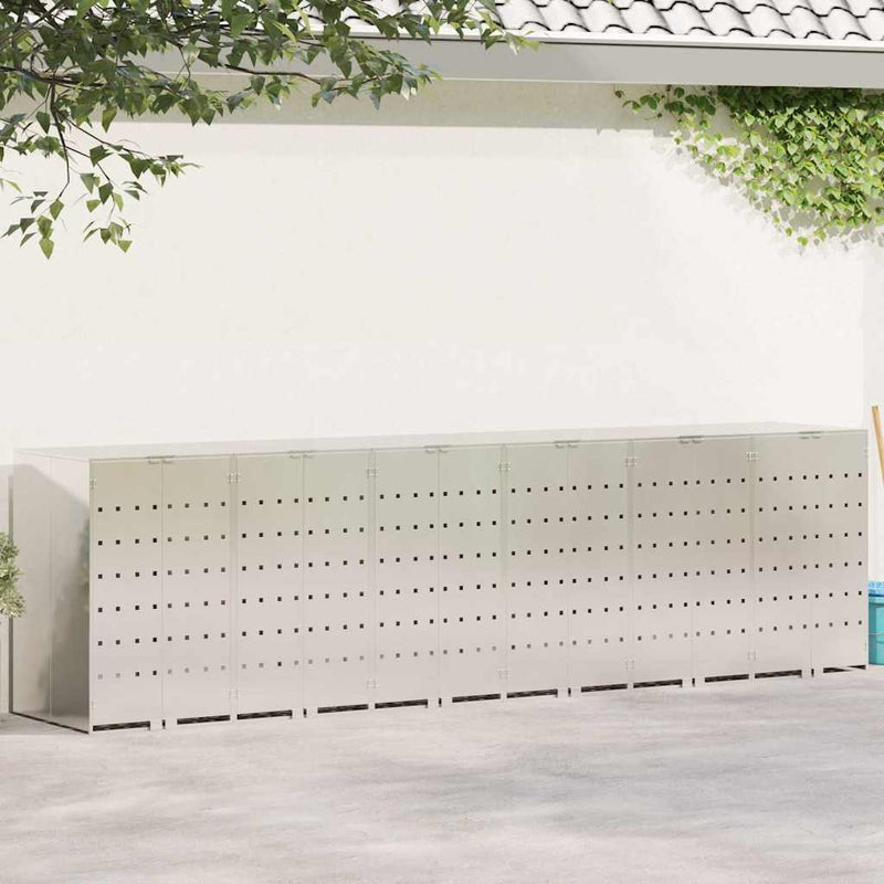 vidaXL Gurulós kuka tároló 3 kukához Ezüst 340 x 77.5 x 115.5 cm