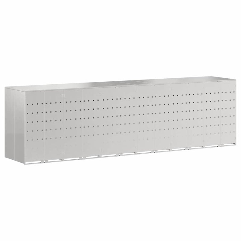 vidaXL Gurulós kuka tároló 3 kukához Ezüst 340 x 77.5 x 115.5 cm