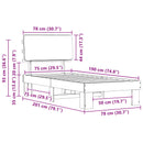 vidaXL Ágykeret Kárpitozott Fejtámlával fejtámlával Fekete 75 x 190 cm