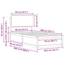 vidaXL Ágykeret Kárpitozott Fejtámlával fejtámlával Fekete 80 x 200 cm