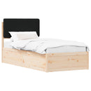 vidaXL Ágykeret Kárpitozott Fejtámlával fejtámlával Fekete 90 x 190 cm
