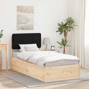 vidaXL Ágykeret Kárpitozott Fejtámlával fejtámlával Fekete 90 x 200 cm