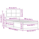 vidaXL Ágykeret Kárpitozott Fejtámlával Tópszínű 80 x 200 cm