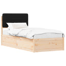 vidaXL Ágykeret Kárpitozott Fejtámlával fejtámlával Fekete 90 x 190 cm