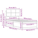 vidaXL Ágykeret Kárpitozott Fejtámlával fejtámlával Fekete 75 x 190 cm