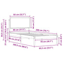 vidaXL Ágykeret Kárpitozott Fejtámlával Fekete 80 x 200 cm Tömör fenyő