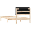 vidaXL Ágykeret Kárpitozott Fejtámlával Fekete 75 x 190 cm Tömör fenyő