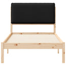 vidaXL Ágykeret Kárpitozott Fejtámlával Fekete 75 x 190 cm Tömör fenyő