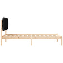 vidaXL Ágykeret Kárpitozott Fejtámlával Fekete 75 x 190 cm Tömör fenyő