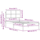 vidaXL Ágykeret Kárpitozott Fejtámlával fejtámlával Fekete 75 x 190 cm